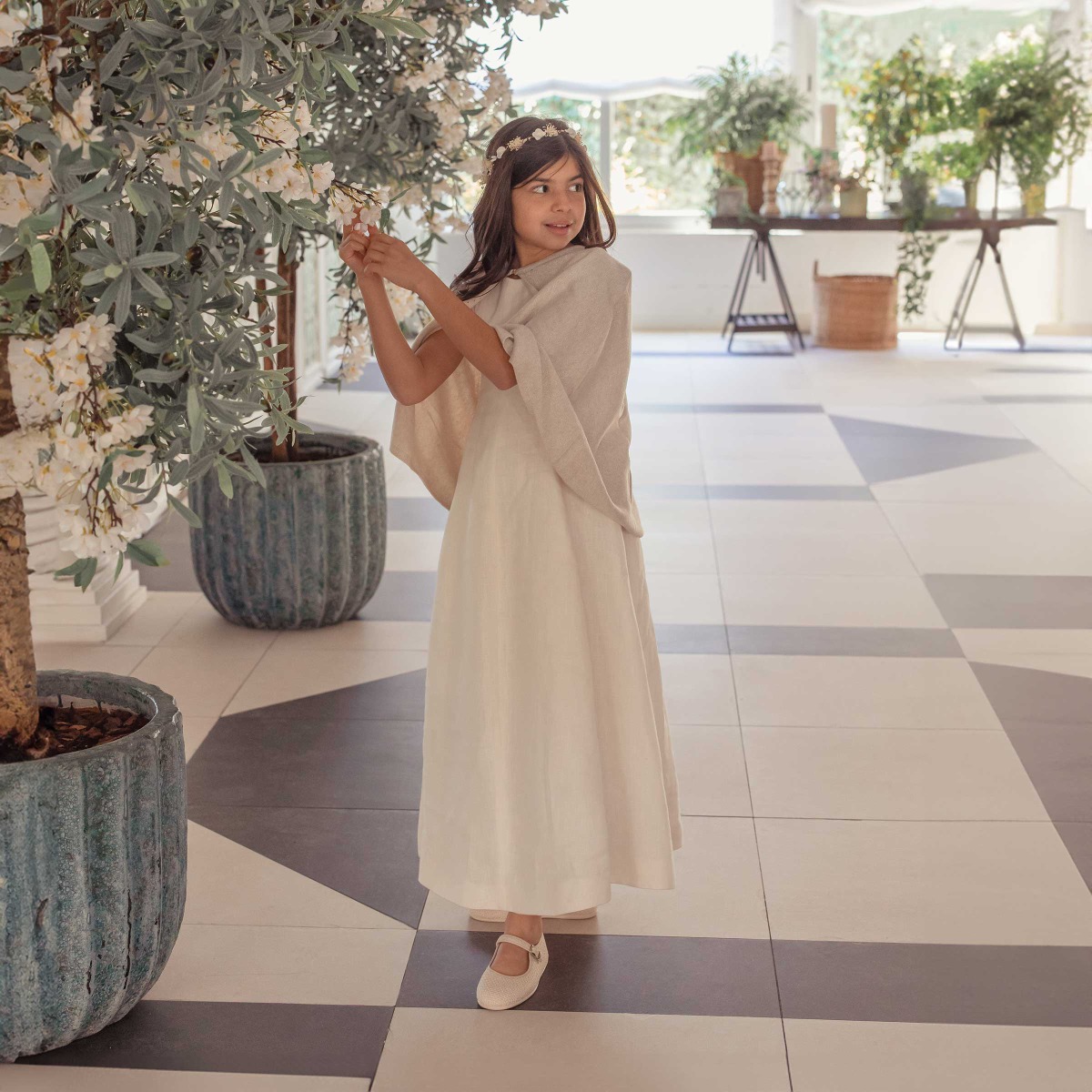 Ballerine con cinturino bambina cerimonia intreccio rustico Rosa