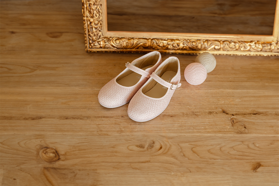 Ballerine con cinturino bambina cerimonia intreccio rustico