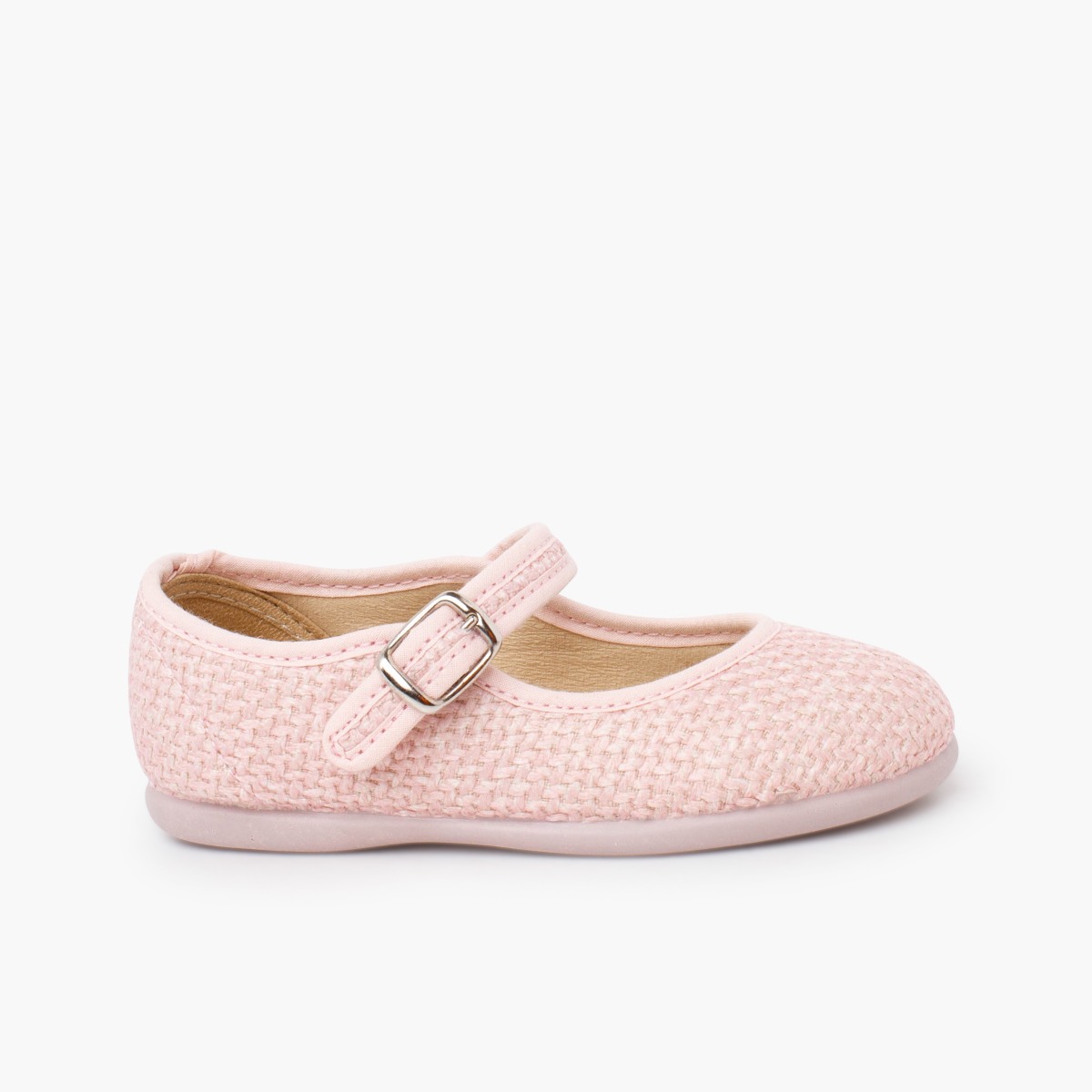Ballerine con cinturino bambina cerimonia intreccio rustico Rosa