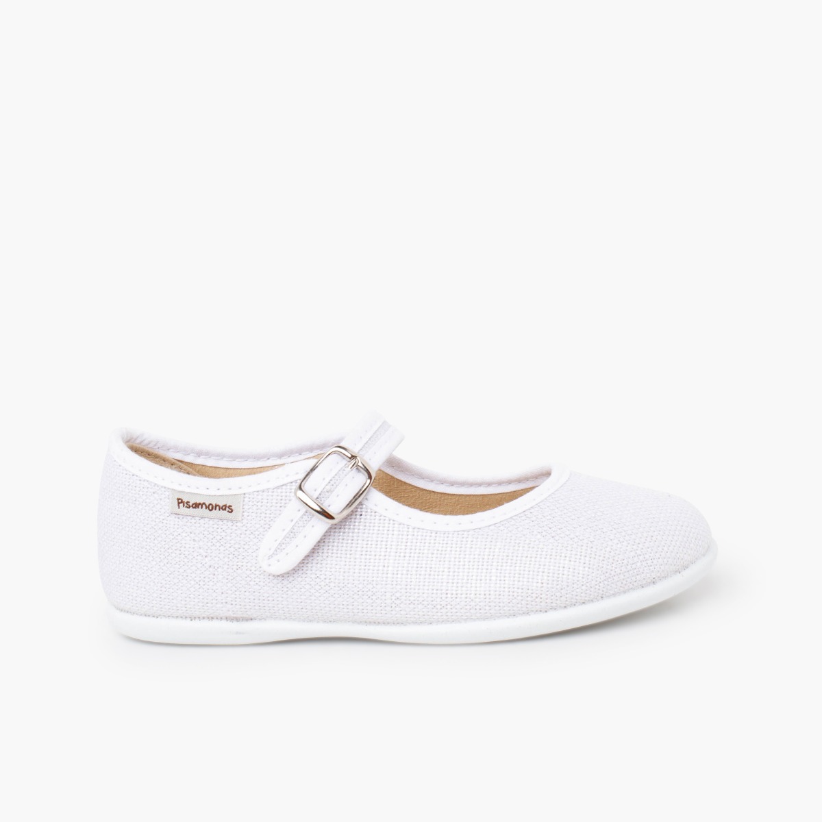 Ballerine con cinturino cerimonia brillante fibbia Bianco