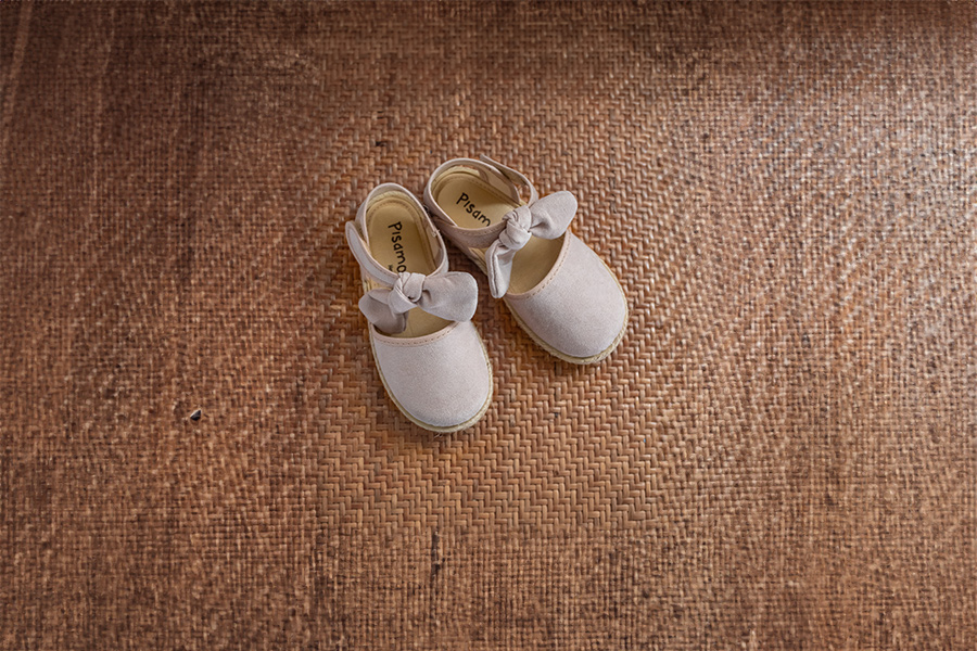 Espadrillas bambina fiocco effetto camoscio