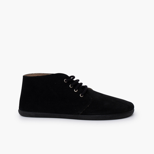 Stivali barefoot pelle scamosciata lacci Nero