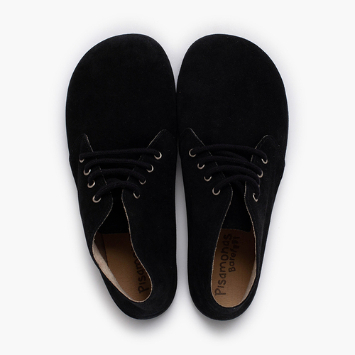 Stivali barefoot pelle scamosciata lacci Nero