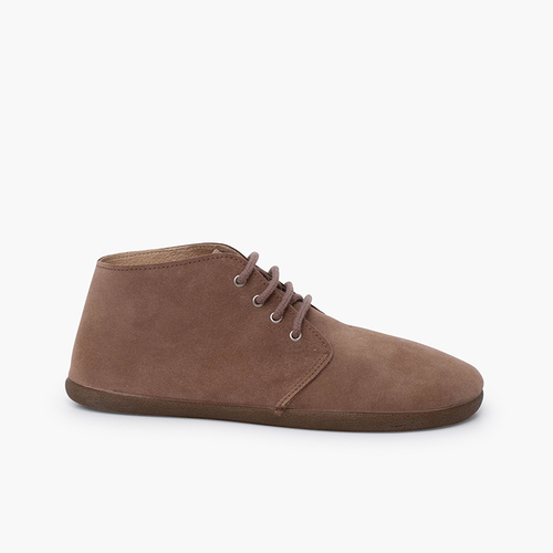 Stivali barefoot pelle scamosciata lacci Taupe