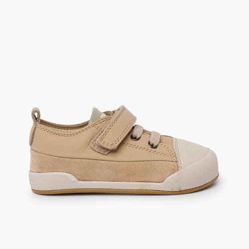 Scarpe sportive pelle punta lacci elastici Blanditos Sabbia