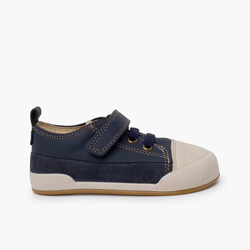 Scarpe sportive pelle punta lacci elastici Blanditos Blu