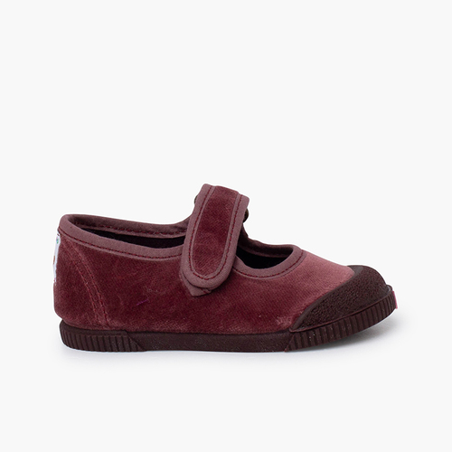 Ballerine con cinturino barefoot velluto punta gomma Rosa Antico