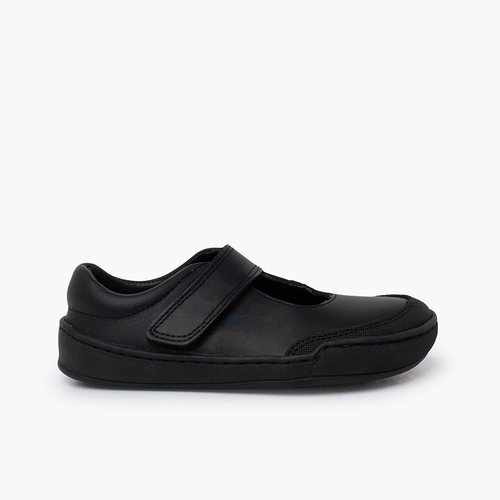 Ballerine con cinturino scuola barefoot pelle bambina Nero