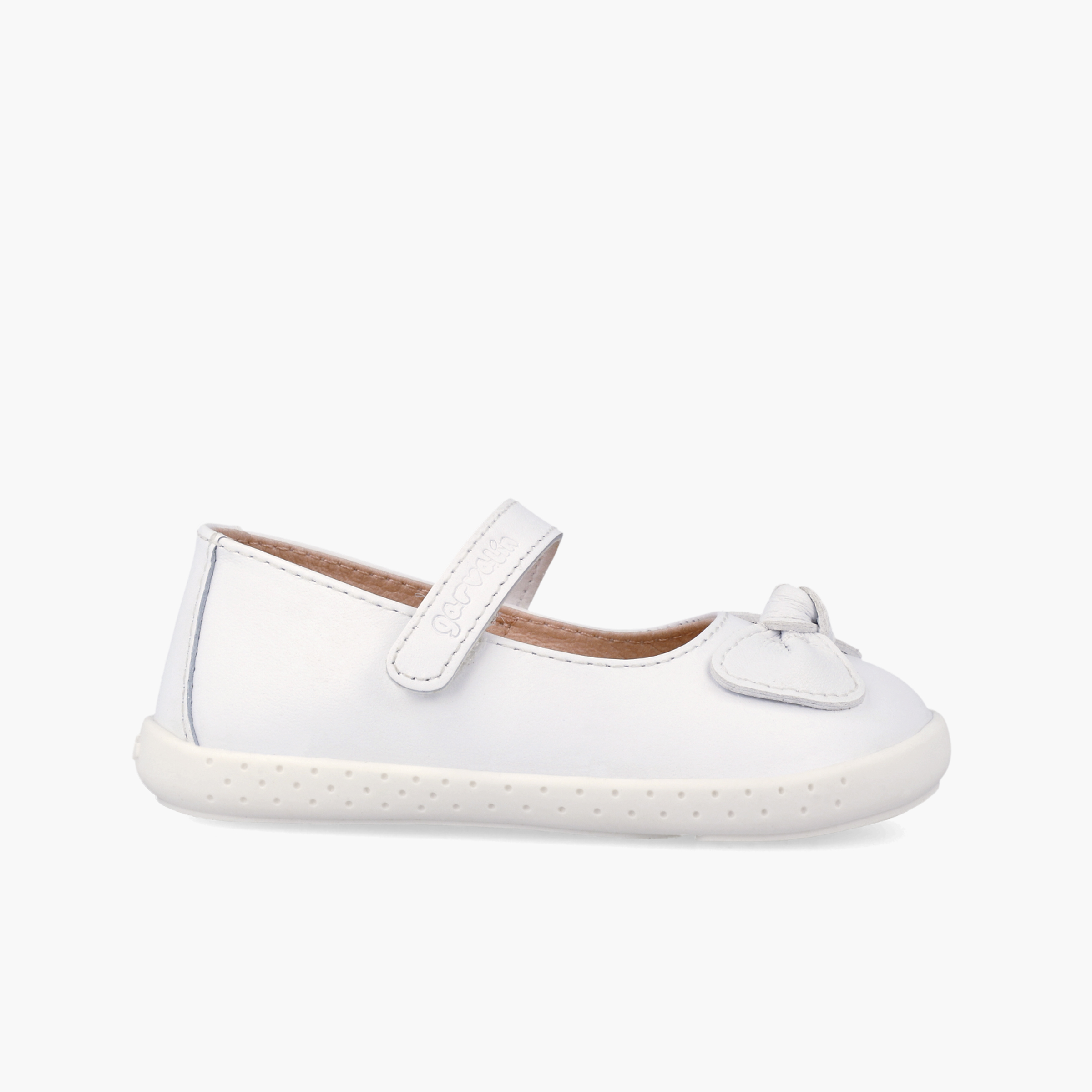 Ballerine con cinturino barefoot pelle fiocco Bianco