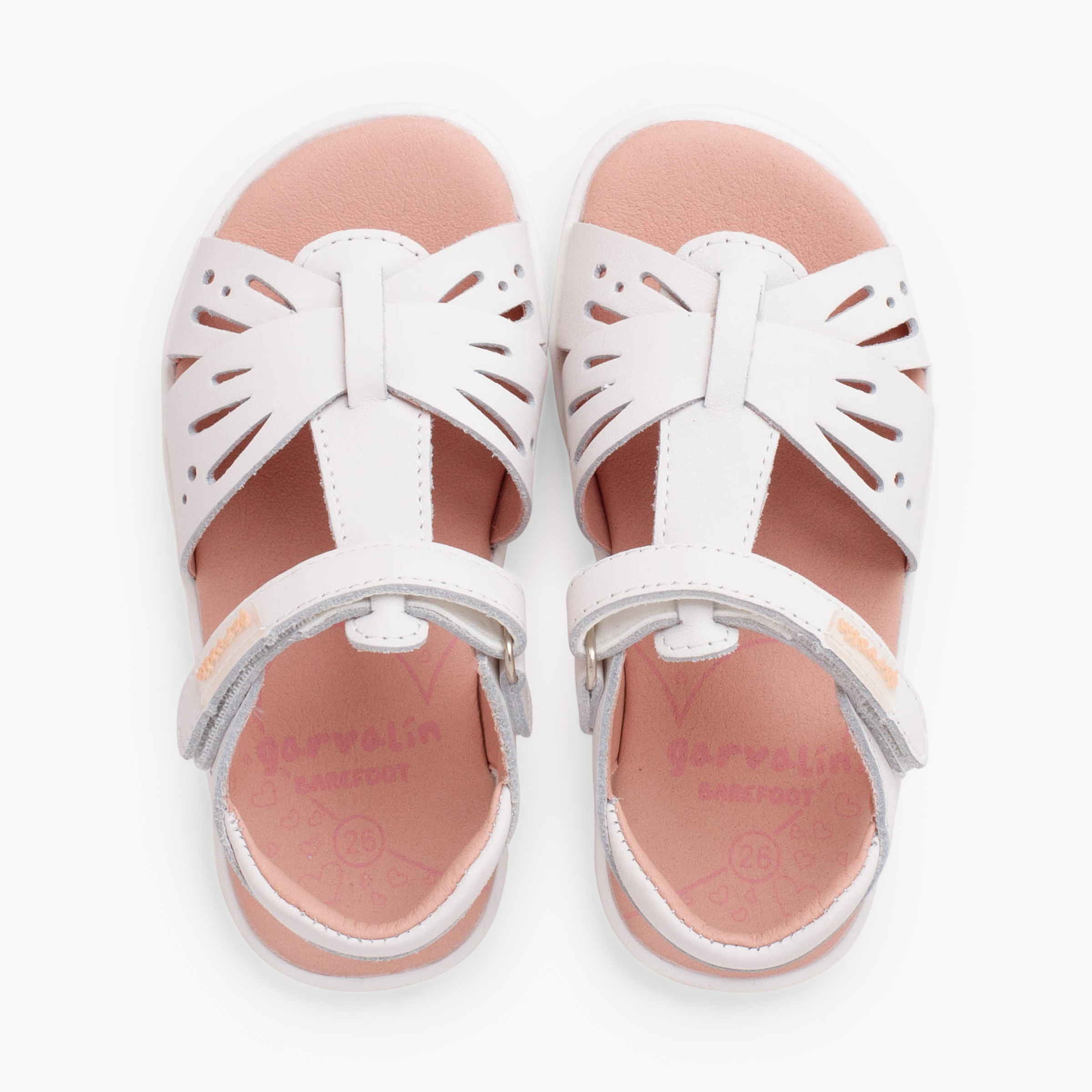 Sandali barefoot bambina farfalla pelle Bianco