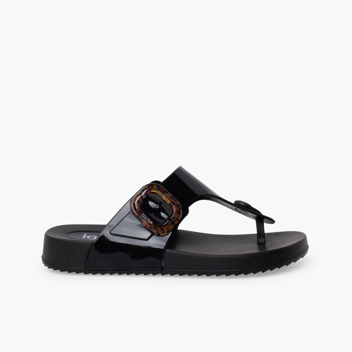 Sandali infradito extra leggeri finitura lucida donna Nero