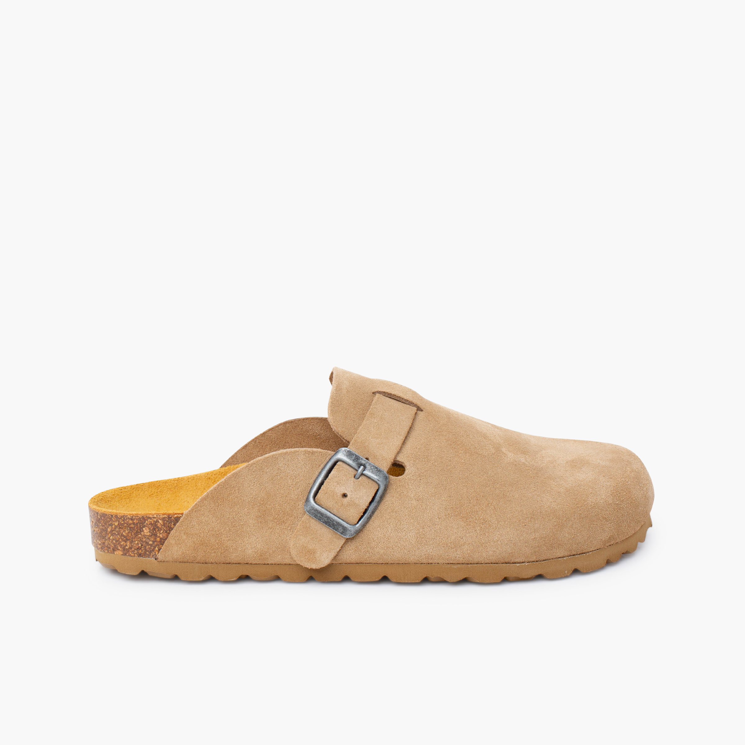 Zoccoli bio donna pelle scamosciata Beige