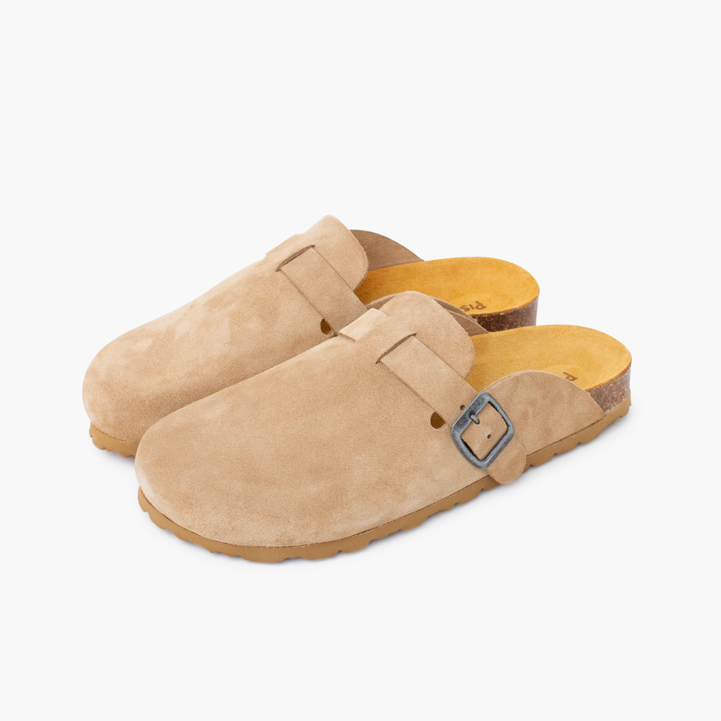 Zoccoli bio donna pelle scamosciata Beige