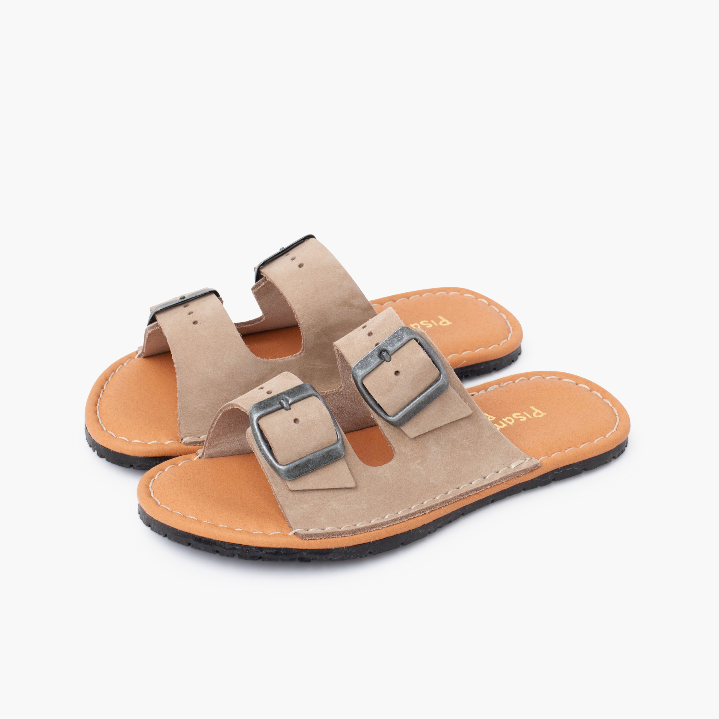 Sandali barefoot doppia fibbia in nabuk Sabbia