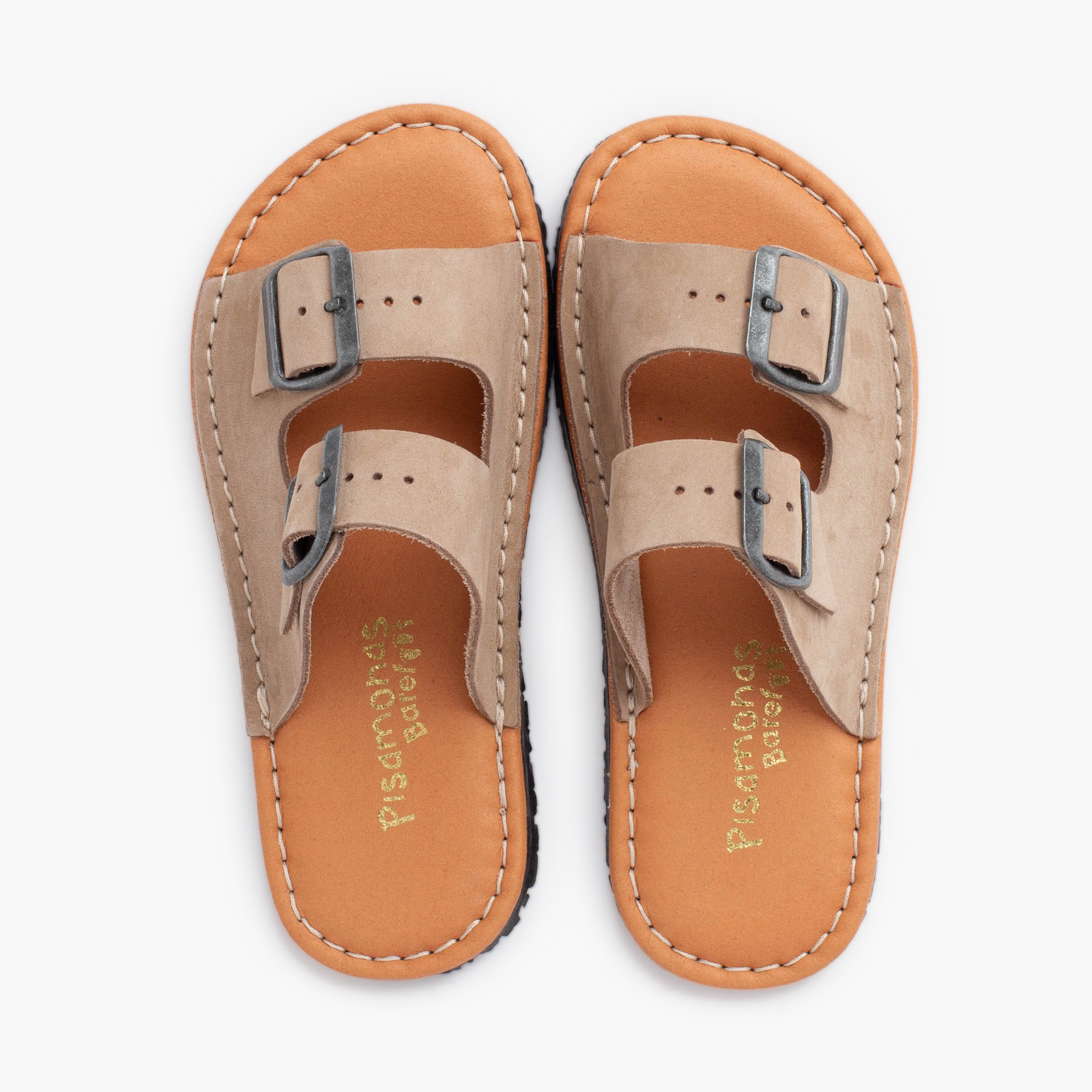 Sandali barefoot doppia fibbia in nabuk Sabbia