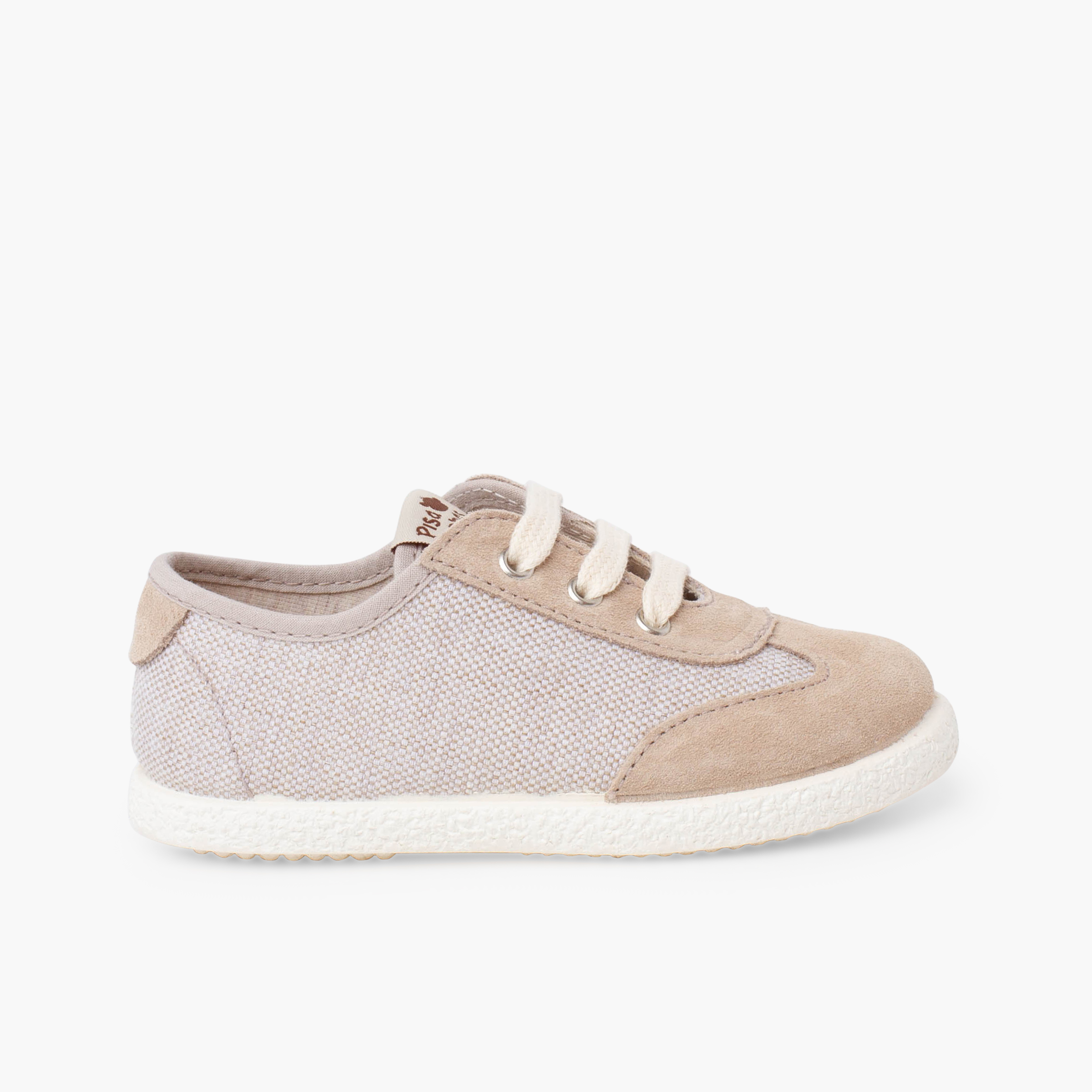 Sneakers combinate scamosciato lacci Beige