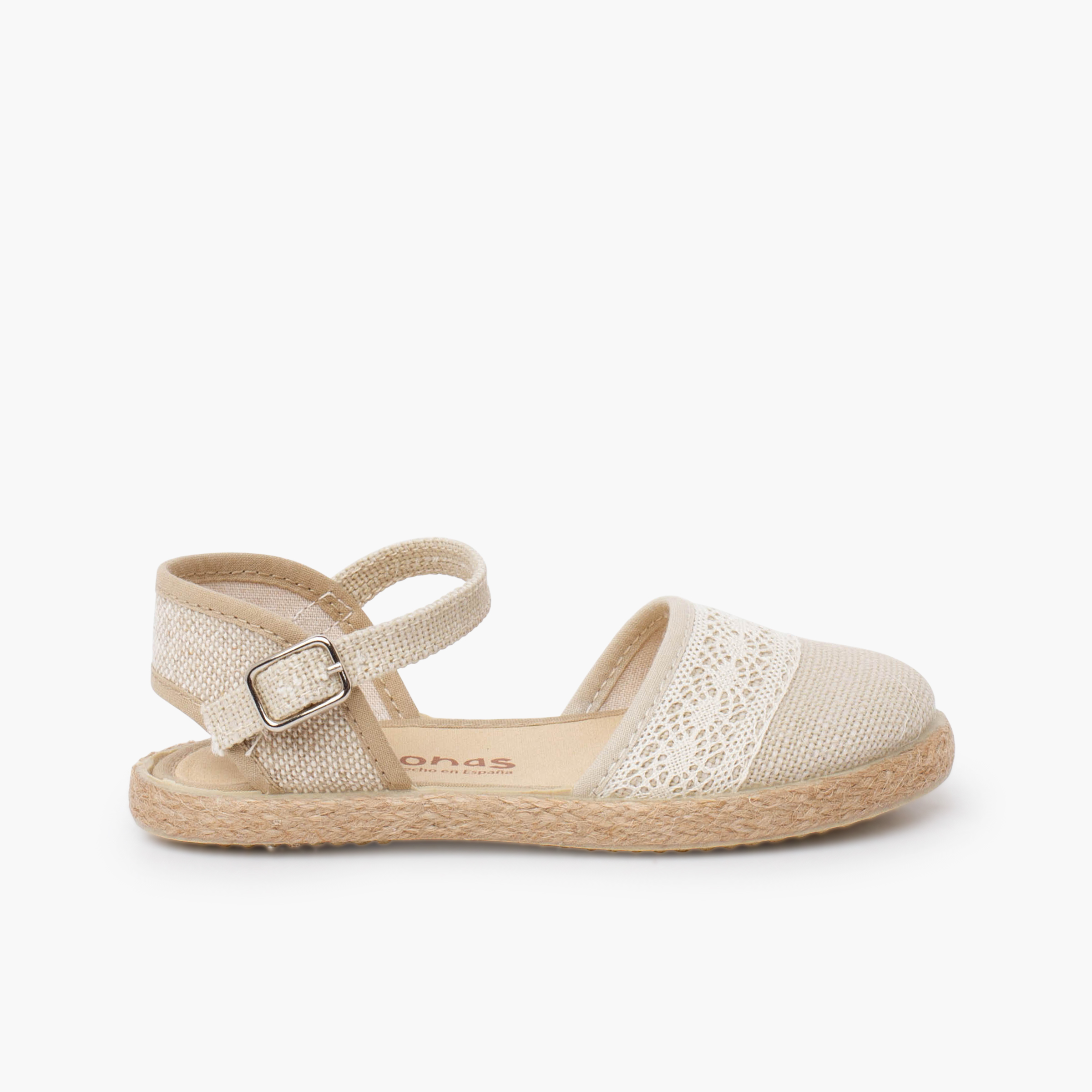 Espadrillas cerimonia lino pizzo a tombolo Ecru