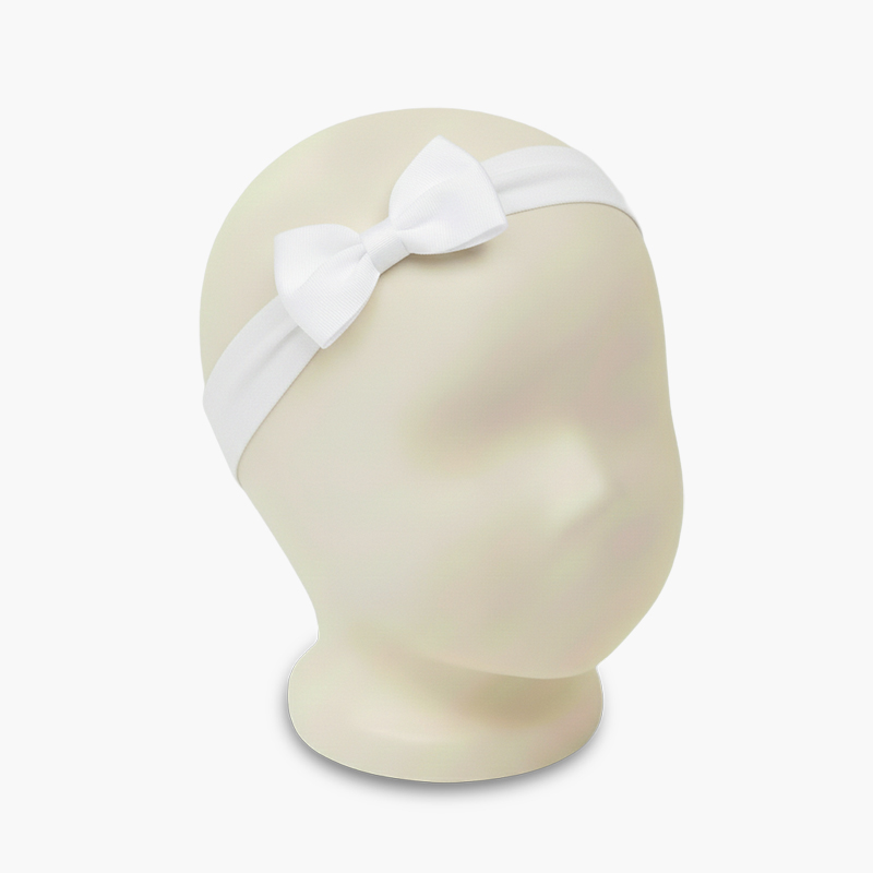 Cerchietto elastico turbante fiocco Bianco