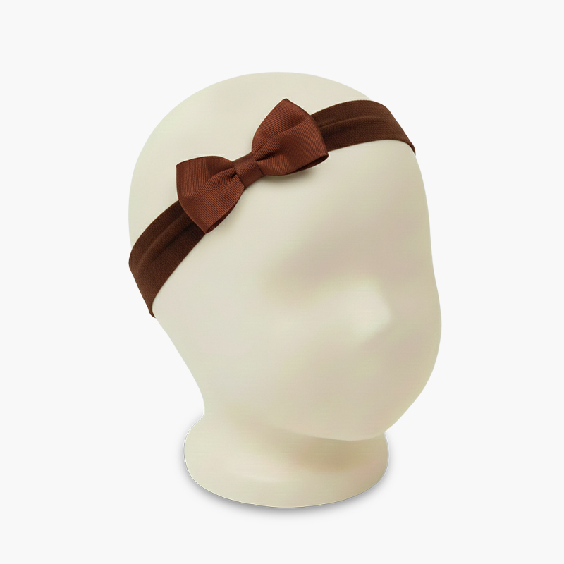 Cerchietto elastico turbante fiocco Marrone