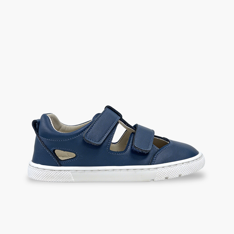 Sandali barefoot doppia chiusura nappa bambino Blu navy