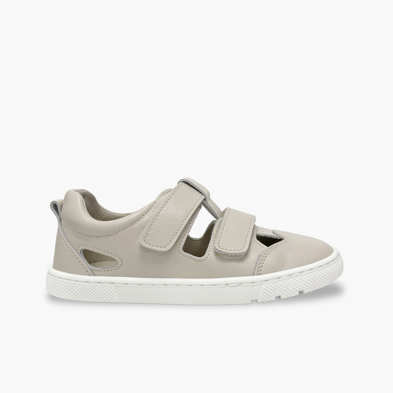 Sandali barefoot doppia chiusura nappa bambino Ecru