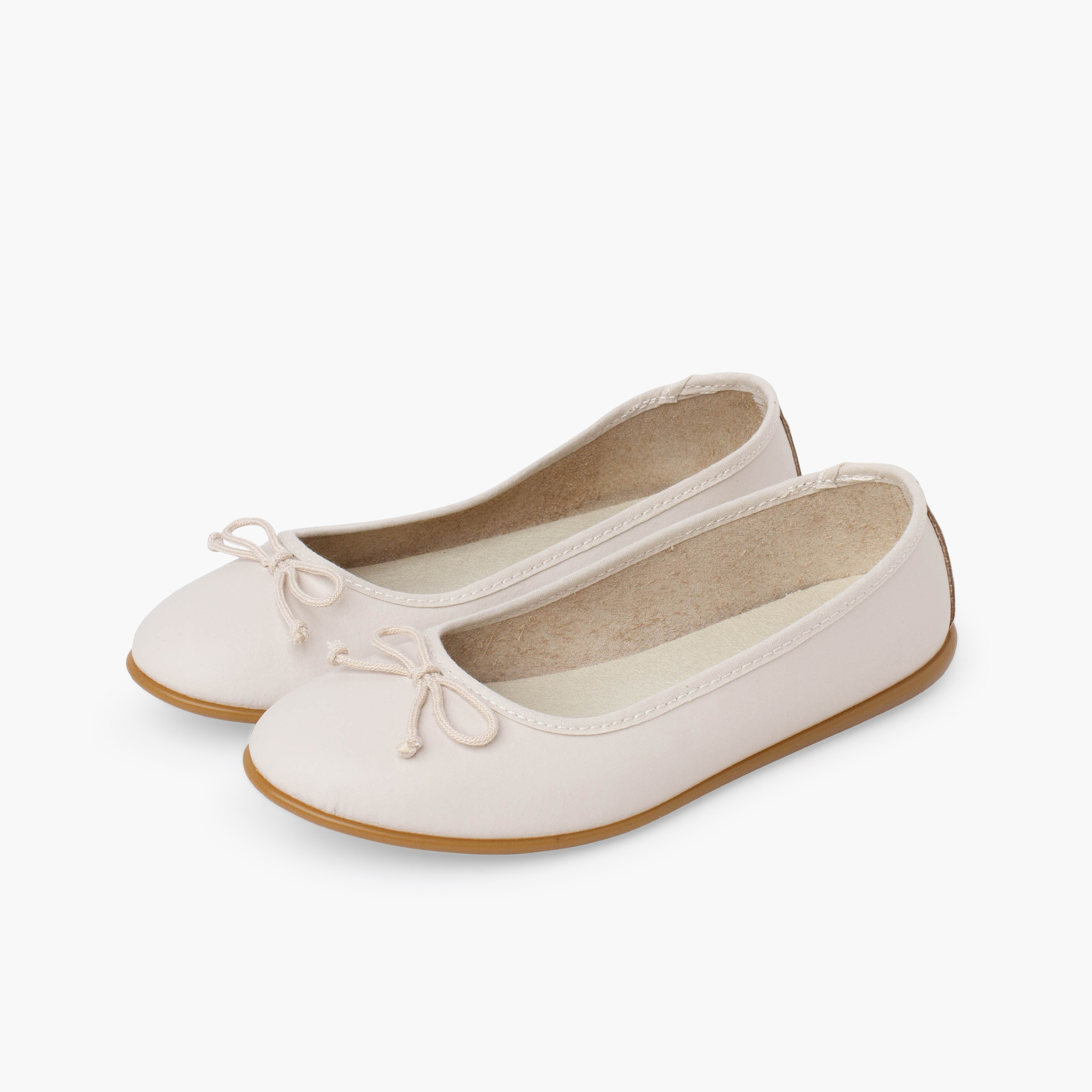 Ballerine cerimonia pelle lavabile fiocco Beige