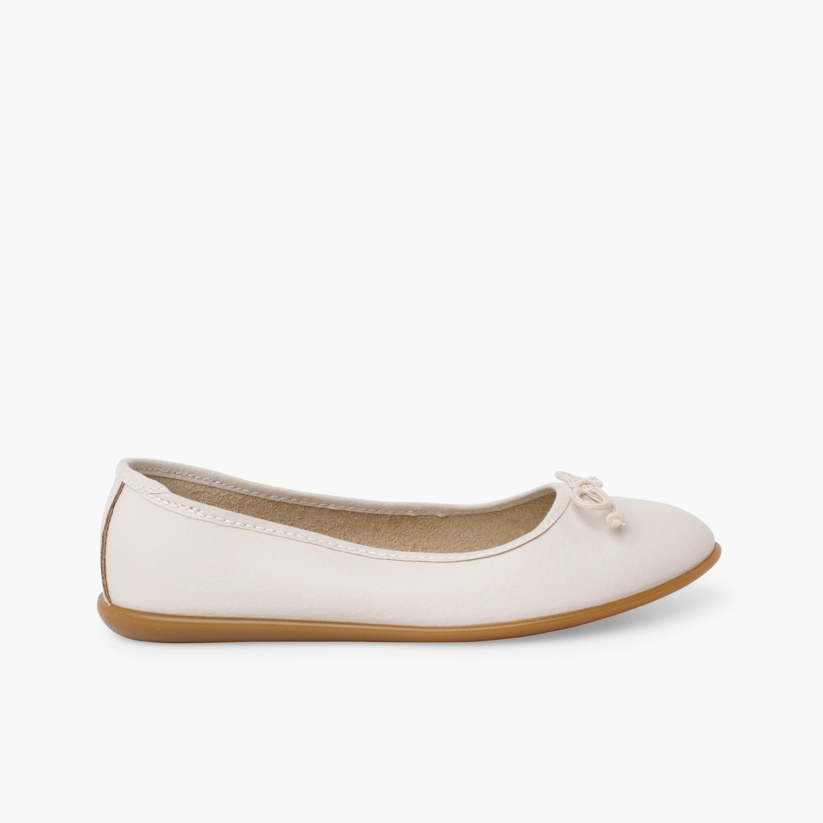 Ballerine cerimonia pelle lavabile fiocco Beige