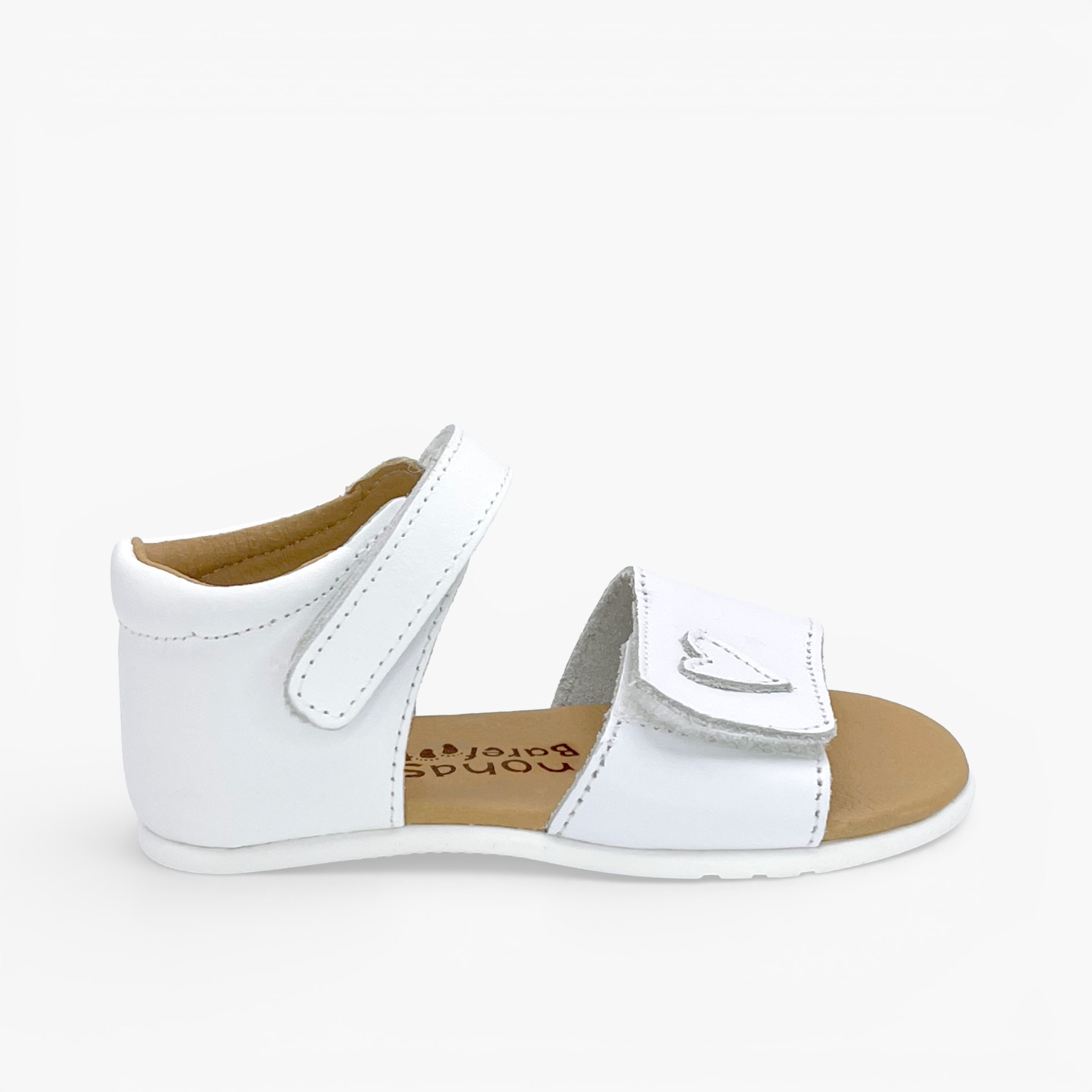 Sandali barefoot bambina fascia a strappo cuore Bianco
