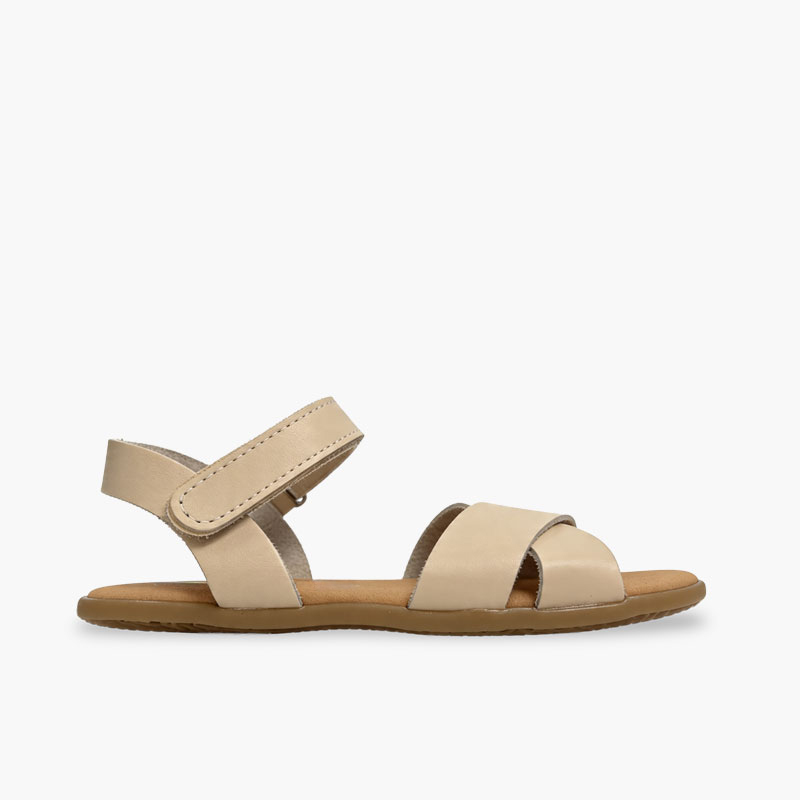 Sandali barefoot fasce incrociate chiusura a strappo Beige