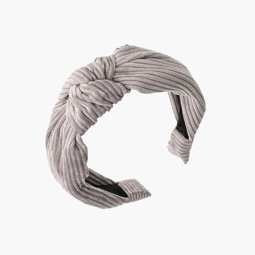 Fascia per capelli in velluto a coste Grigio chiaro