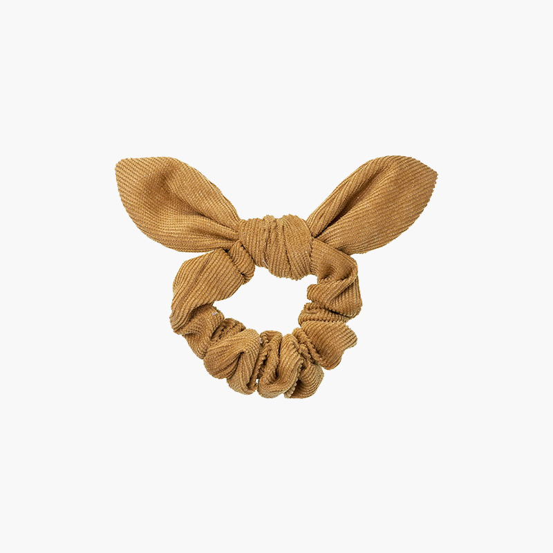 Elastico scrunchie in micropana glitterato con fiocco Mostarda