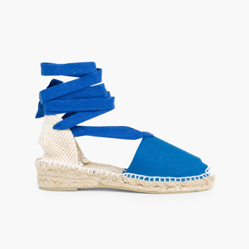 Espadrillas con Lacci per bambine tinta unita Blu di Persia
