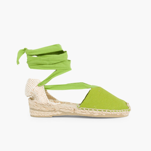 Espadrillas con Lacci per bambine tinta unita Pistacchio