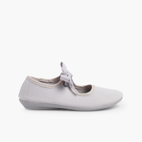 Scarpe Bambina di Tela con fiocco Grigio