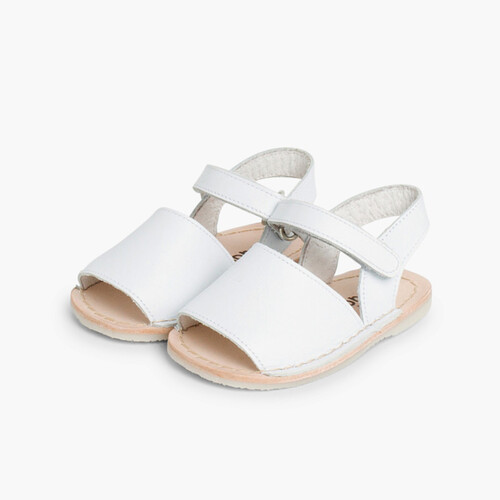 Avarcas Minorchine per neonati in pelle con chiusura a strappo Bianco