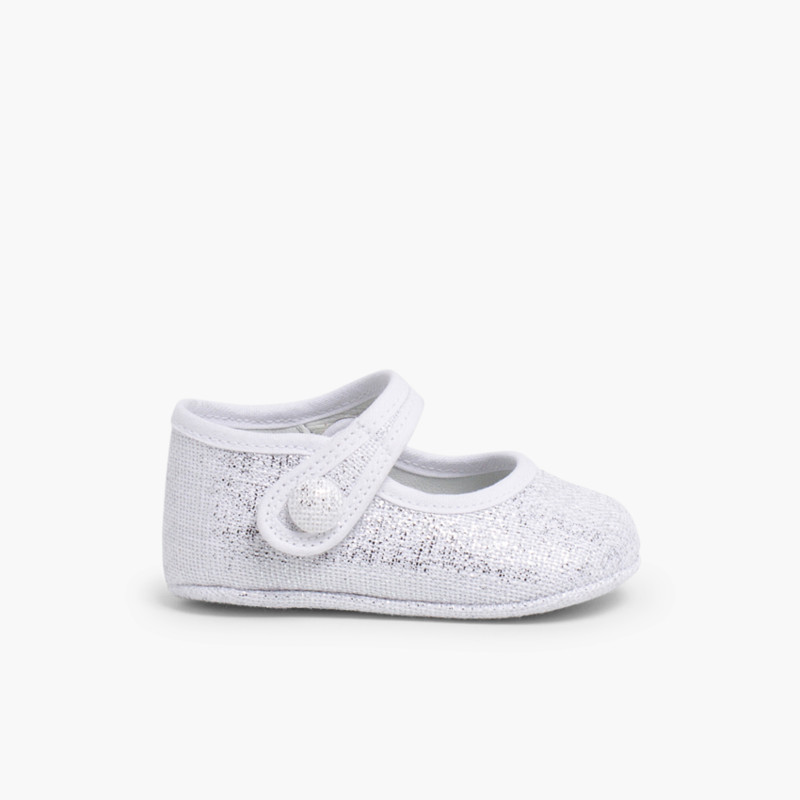 Scarpine con Cinturino Lino chiusura a strappo Bianco