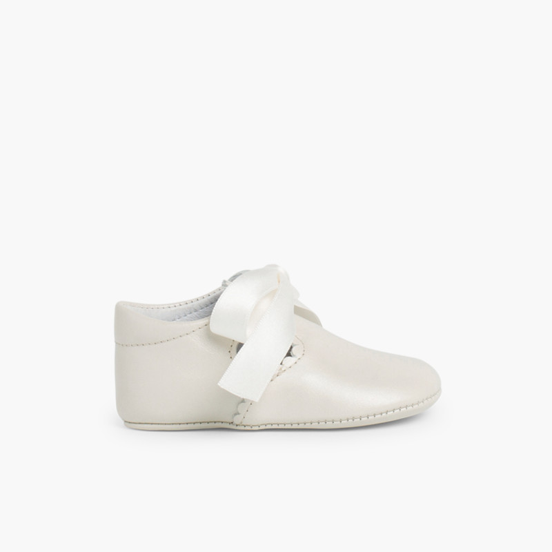 Scarpe Occhio di Bue Neonato Battesimo Beige
