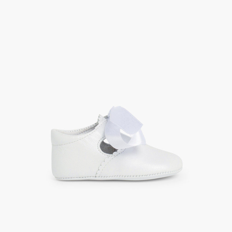 Scarpe Occhio di Bue Neonato Battesimo Bianco