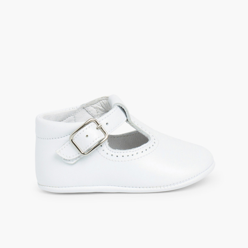 Scarpe Occhio di Bue Neonato pelle Bianco