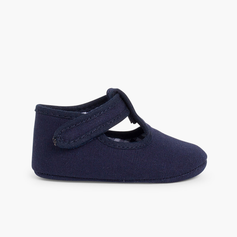 Scarpine neonato tela chiusura a strappo  Blu