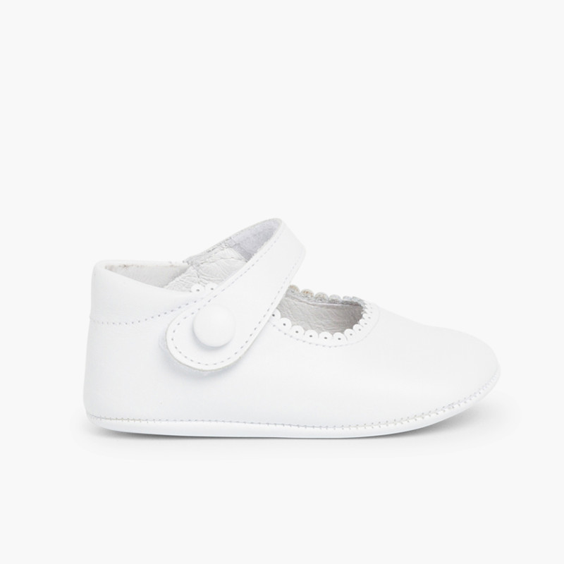 Scarpe/Scarpine Bambina Neonata Pelle chiusura a strappo Bianco