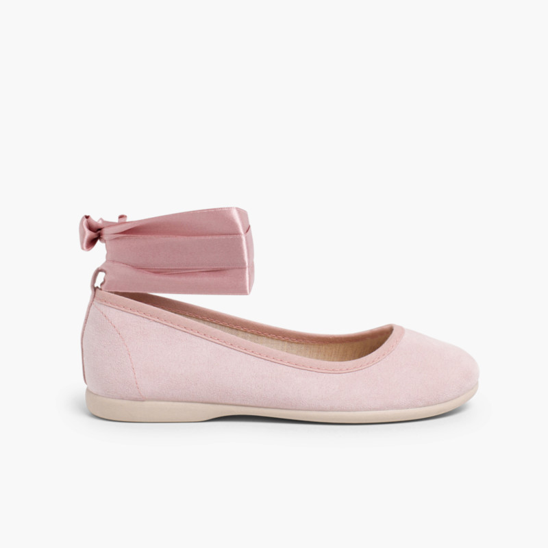 Ballerine Nastri Raso Chiusura Cinturino Rosa pallido