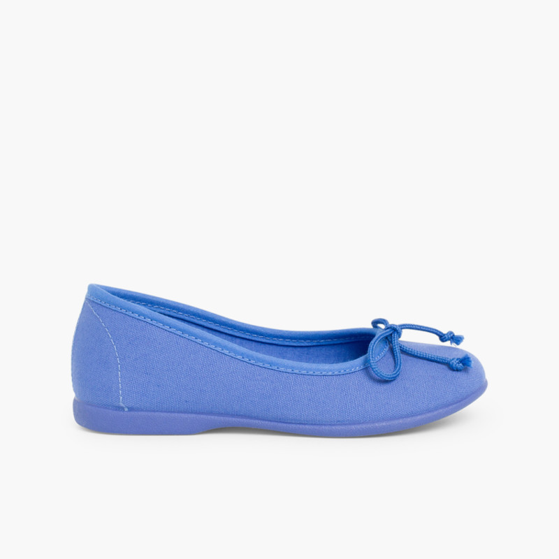 Ballerine Bambina Tela Laccetto  Blu ceruleo