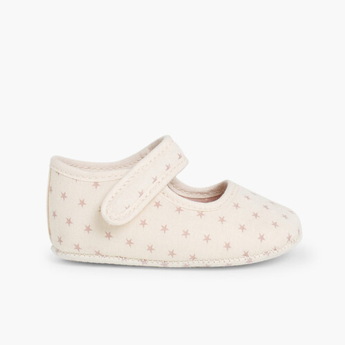 Scarpina neonato tela stelline Beige