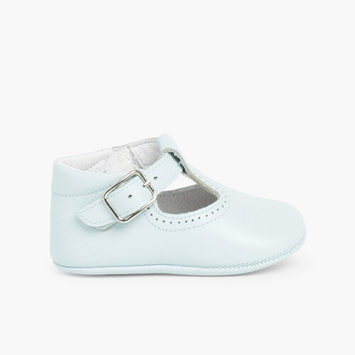 Scarpe Occhio di Bue Neonato pelle Cielo Blu
