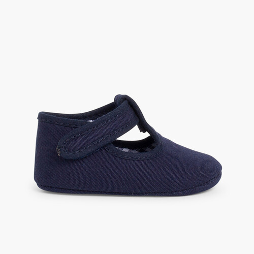 Scarpine neonato tela chiusura a strappo  Blu
