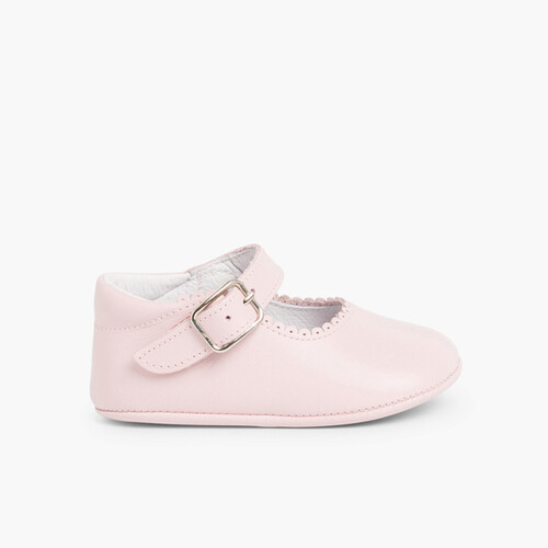 Scarpe/Scarpine Bambina Neonata Pelle Fibbia Rosa