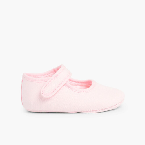 Scarpine neonato in tela con chiusura a strappo Rosa