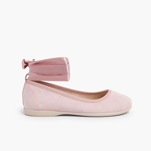 Ballerine Nastri Raso Chiusura Cinturino Rosa pallido
