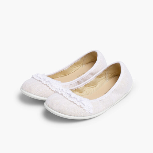 Ballerine Lino con Merletto Bianco